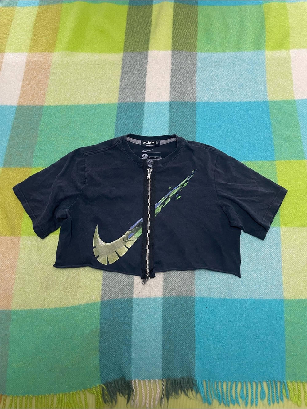 Nike Zip Up Crop Top Custom DIY Tee